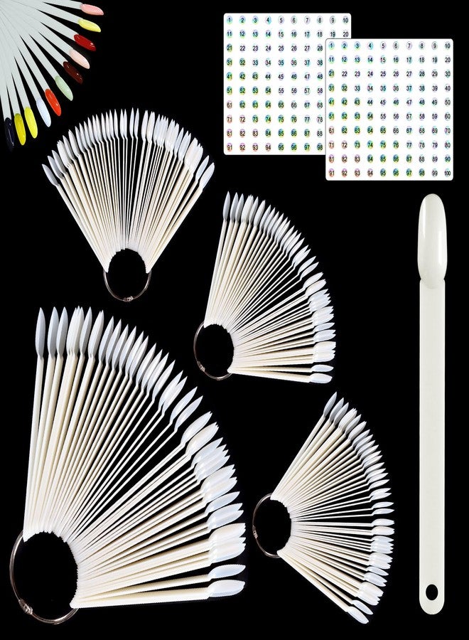 Allstarry 200 Pcs Natural Nail Swatch Sticks with Ring and Numbered Tips Roundhead Shaped Nail Art Polish Display Tips, False Nail Sample Sticks, Sacks of Nail Practice-Tips for Manicure - Image 1